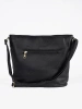 Black handbag with gold zippers