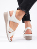 White Wedge Sandals with Velcro Fastening