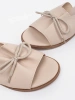 Light Beige Flat Mules with Bow