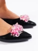 Black Patent Ballet Flats with Crystals