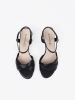 Black elegant low block heel sandals