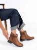 Brown Suede Ankle Boots with Decorative Strap
