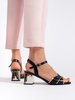 Elegant Black and Gold Block Heel Sandals