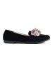 Black Suede Loafers with Decorative Crystals