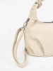 Small light beige handbag with ruched handle
