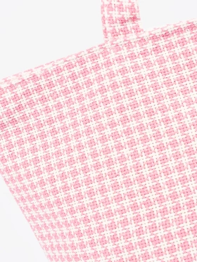 Pink and white checkered beach bag