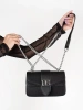 Black small shoulder bag with silver chain