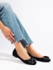Suede Ballet Flats with Bow in Black