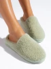 Cozy Green Furry Slip-On Slippers