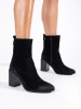 Sergio Leone Black Leather Block Heel Ankle Boots