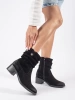 Sergio Leone Black Leather Western Ankle Boots