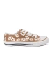 Beige Women's Sneakers with Flowers
