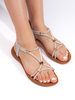 Glittery Silver Flat Sandals