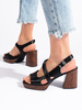 Chic Black Block Heel Sandals by Sergio Leone
