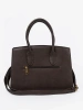 Dark Brown Handbag with Decorative Gold Buckle