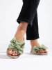 Green Bow Slide Sandals