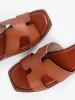 Brown square-toe mules