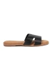 Black women's slides made from faux leather