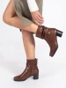 Brown Leather Ankle Boots with Ruched Upper - Sergio Leone