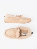 Warm Beige Moccasin Slippers with Bow