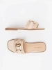 Women's beige mules with a gold chain