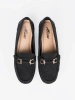 Black wedge loafers with decoration