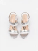 Silver Block Heel Sandals Sergio Leone