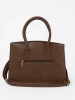 Brown handbag with decorative gold buckle