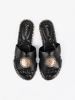 Black slides with gold embellishment
