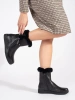 Warm Black Leather Ankle Boots with Faux Fur by Sergio Leone
