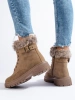 Dark Beige Fur-Lined Ankle Boots