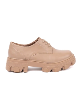 Beige Lace-up Loafers on Platform