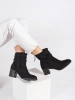 Black Suede Ankle Boots with Ruched Shaft