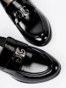 Patent leather loafers with silver decoration