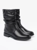 Comfortable black ankle boots with ruching