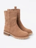 Minimalist Camel Ankle Boots in Soft Suede