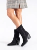 Black Suede Block Heel Ankle Boots