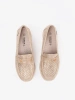 Beige perforated loafers with a gold detail