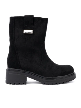 Black women's ankle boots with chunky sole