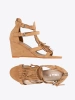 Brown wedge sandals with fringes