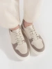 Beige leather platform sneakers