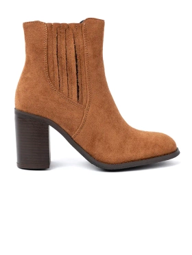 Caramel Ankle Boots on a Column Heel from Eco Suede