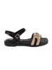 Black sandals with leather insole