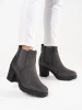 Grey suede ankle boots with block heel