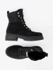 Elegant Black Worker Boots with Sparkling Crystals