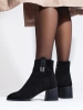 Black Classic Suede Heeled Booties