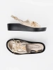 Golden wedge sandals with leather insole