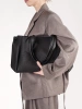 Black faux leather shopper bag