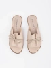 Light Beige Flat Mules with Bow