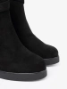Suede ankle boots black with elegant buckle
